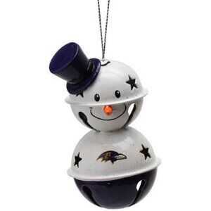 Baltimore Ravens NFL Snowman Jingle Bell Christmas Ornament Hanging Loop NEW